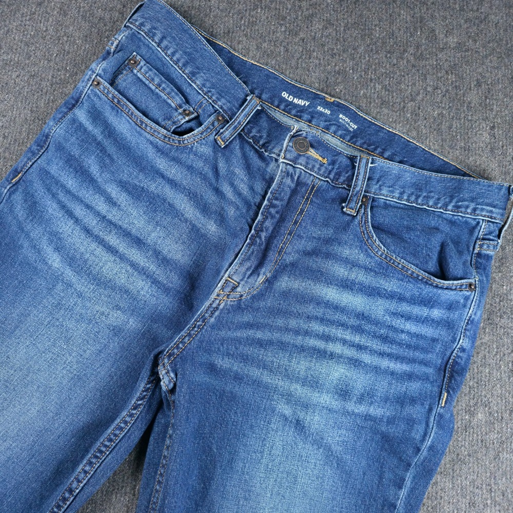 Old Navy Boot-Cut Jeans Mens‎ 33x30 Fits 34x29 Blue Med Wash Denim Pants Fade